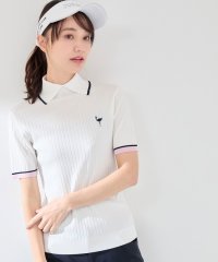 JUN and ROPE/針抜きリブ衿使い5分袖ラインニット/507797812