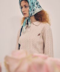 VIS/【DILIGENCE PARLOUR】VIS別注モデルローズ刺繍ポロケーブルニット【セットアップ対応】/507806015