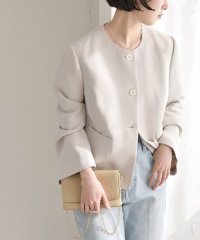 quaranciel/quaranciel:〈洗濯機可能〉ダブルクロス フレア ノーカラー ジャケット（セットアップ対応）/507814352