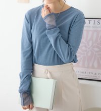 Viola e Viola/ヴィオラ エ ヴィオラ Viola e Viola 程よい透け感大人シアー素材切替トップス/507814702