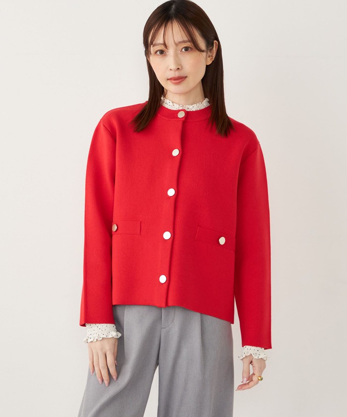 SHIPS Colors:〈手洗い可能〉セッケツ ノーカラー カーディガン