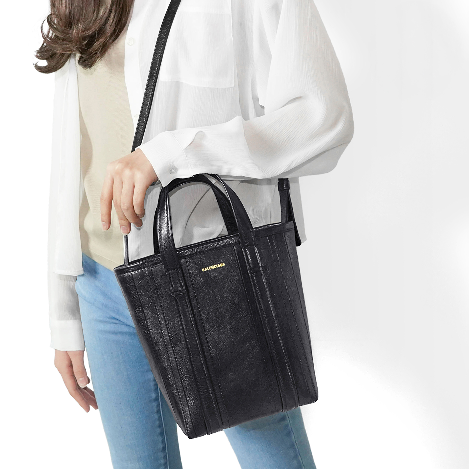 BALENCIAGA ブラック トートバッグ BALENCIAGA バレンシアガ EVERY DAY XXSトート ショルダーバッグ