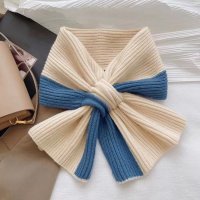 shoppinggo/ショッピングゴー shoppinggo マフラー 差し込み バイカラー レディース メンズ ネックウォーマー ティペット ニットマフラー ストール リボン 大人/507819800