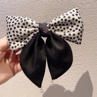 shoppinggo/ショッピングゴー shoppinggo リボンバレッタ パールヘアクリップ 清楚 ガーリー エレガント ヘアピン ビックリボンヘアバレッタ かわいい パーティー/507819802