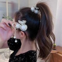 shoppinggo/ショッピングゴー shoppinggo キラキラヘアクリップ はな ゆらゆらチェーン付き 髪留め 髪飾り オシャレ上品 パーティー飾り ヘアアクセサリー かわい/507819805