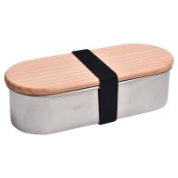 HANAKO/ハナコ HANAKO ハナコ HANAKO 弁当箱 ランチボックス 木蓋付きフードボックス ステンレス 570ml 小判型 1段 日本製 FOOD BOX ST/507828120