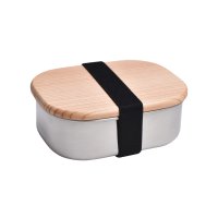 HANAKO/ハナコ HANAKO ハナコ HANAKO 弁当箱 ランチボックス 木蓋付きフードボックス ステンレス 360ml 角型 1段 日本製 シルバー 62035 【/507828121