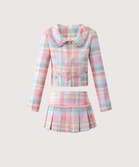 LA POMME petit/ラポミ プチ LA POMME petit Tartan Check Bijou Pink Short Skirt Set Up/507828334