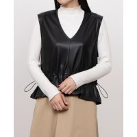 La La que sera/ララケセラ La La que sera エコレザーストレッチギャザーベスト/507829061