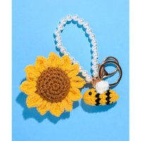 LUXSTYLE/ラグスタイル LUXSTYLE ひまわり＆ハニービーニットチャーム/チャーム キーホルダー 毛糸 ニット かぎ針編み ひまわり 向日葵 サンフラワー お花/507832891