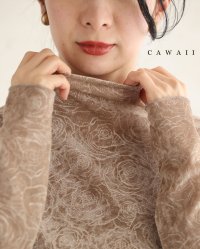 CAWAII/カワイイ CAWAII 艶めくバラ柄シアーカットソートップス/507832935