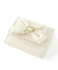 ALTROSE/アルトローズ ALTROSE 三つ折り財布 ミニ財布 ボックス型 リボン ビジュー ハート ツイード アールグレイ/507832942