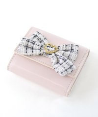 ALTROSE/アルトローズ ALTROSE 三つ折り財布 ミニ財布 ボックス型 リボン ビジュー ハート ツイード アールグレイ/507832942