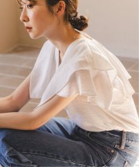 NOBLE/ファジーリネンスクエアケープブラウス/507835964