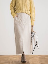 Droite Lautreamont/ドロワット ロートレアモン Droite lautreamont ストレッチスエードスカート≪洗濯機で洗える≫/507836033