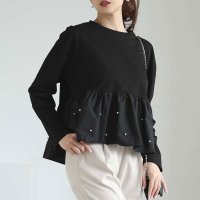 Sawa a la mode/サワアラモード Sawa a la mode パールの雪降るドッキングペプラムトップス/507836891