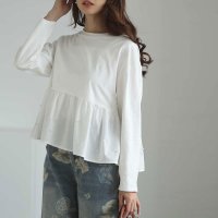 Sawa a la mode/サワアラモード Sawa a la mode パールの雪降るドッキングペプラムトップス/507836891