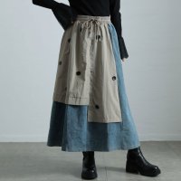 Sawa a la mode/サワアラモード Sawa a la mode レトロに遊ぶモード感異素材デニムスカート/507836893