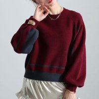 Sawa a la mode/サワアラモード Sawa a la mode 着痩せる配色もっちりニットプルオーバー/507836898