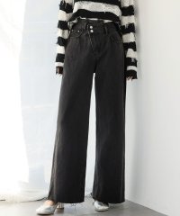 Ampirula/アンピルーラ Ampirula フロントアシンメトリーハイウエストワイドデニムパンツ【洗える】/507837911