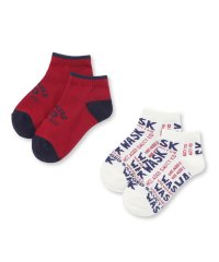 WASK/カレッジロゴ＋ロゴ柄２Ｐショートソックス(15~24cm)/507799621