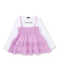BeBe/シャーリングティアードキャミブラウス+長袖ロゴTシャツセット(90~150cm)/507826184