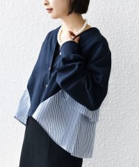 SHIPS WOMEN/【WEB限定】〈手洗い可能〉布帛 コンビ Vネック カーディガン/507839060