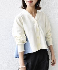 SHIPS WOMEN/【WEB限定】〈手洗い可能〉布帛 コンビ Vネック カーディガン/507839060