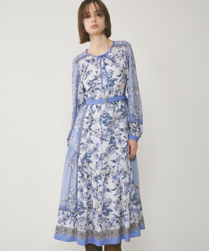 【Valentino】プリント クレープ ミディワンピース【送関込】 レースフラワープリントミディワンピース｜ピンクハウス