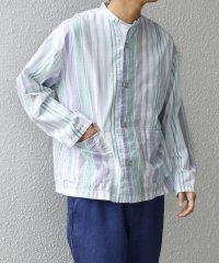 SHIPS any MEN/SHIPS any: BEZ TEXTILE マルチカラー ストライプ / ソリッド  スタンドカラー シャツ◇/507840065