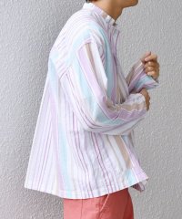 SHIPS any MEN/SHIPS any: BEZ TEXTILE マルチカラー ストライプ / ソリッド  スタンドカラー シャツ◇/507840065