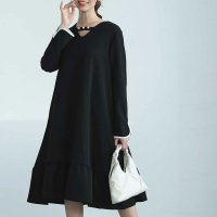 Sawa a la mode/サワアラモード Sawa a la mode 可愛いを愉しむ裾フレアパールネックワンピース/507840884