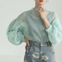 Sawa a la mode/サワアラモード Sawa a la mode 清澄なベールを纏うふんわり袖シアートップス/507840887