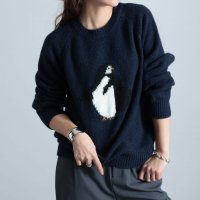 Sawa a la mode/サワアラモード Sawa a la mode キャッチーなアイコンお散歩ペンギン柄ニット/507840898