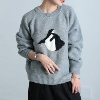 Sawa a la mode/サワアラモード Sawa a la mode キャッチーなアイコンお散歩ペンギン柄ニット/507840898