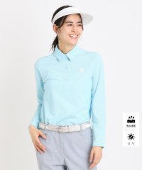 adabat/UVカット/吸水速乾 シャンブレーストレイプ 長袖ポロシャツ/507845516