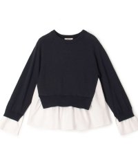 MACPHEE/ファブリックコンビ クルーネックプルオーバー/507846561
