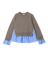 MACPHEE/ファブリックコンビ クルーネックプルオーバー/507846561
