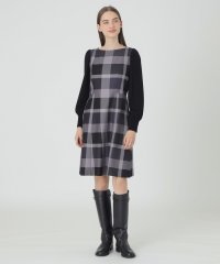 BLUE LABEL CRESTBRIDGE/クレストブリッジチェッククロッシングビエラニットスリーブドレス/507791908