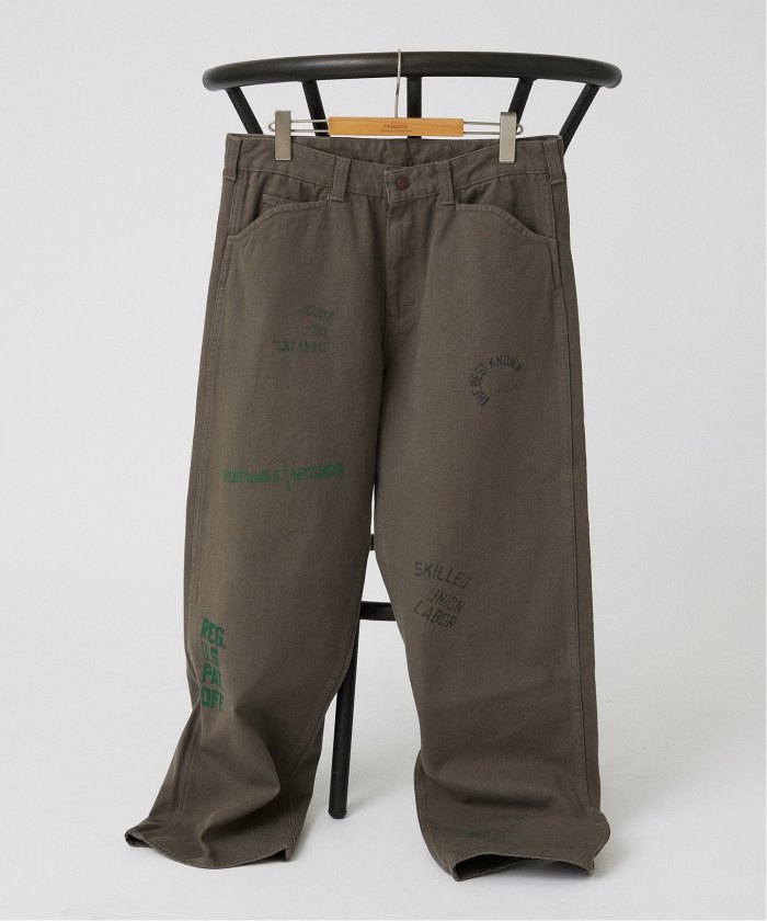 90s スラックス　チェックスラックス　ワイドスラックス　緑　カーキ Japan Used〈ワイドツータックチェックスラックス グリーン 日本