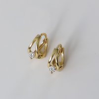 Noelmarket/ノエルマーケット Noelmarket ピアス 金属アレルギー対応 フープピアス つけっぱなし シンプル K18 一粒ジュエリー 仕事 両耳用 誕生日 プレゼン/507850217