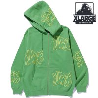 XLARGE/エクストララージ XLARGE ALLOVER LOGO ZIP HOODED SWEATSHIRT LtGREEN [101251012005]/507852499