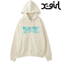 X-girl/エックスガール X－girl FAUX FUR LOGO ZIP UP SWEAT HOODIE WHITE [105244012030]/507852515