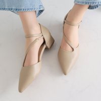 VIVIAN/ヴィヴィアン VIVIAN ポインテッドトゥ斜めストラップローヒールセパレートパンプス/507852718