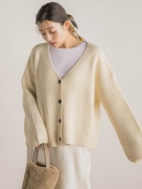 Droite Lautreamont/ドロワット ロートレアモン Droite lautreamont 【WEB限定】片畦Vネックカーデ≪手洗い可能≫/507853237