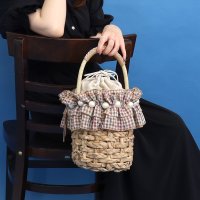 SMIR NASLI/サミールナスリ SMIR NASLI フリル×パールバケツ型カゴバッグ/507853759