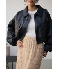 AZUL by moussy/フェイクレザーショートブルゾン/507855541
