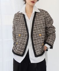 ELFRANK/エルフランク ELFRANK ツイードVネックショート丈ジャケット/507856667