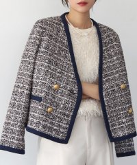 ELFRANK/エルフランク ELFRANK ツイードVネックショート丈ジャケット/507856667
