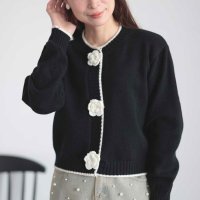 Sawa a la mode/サワアラモード Sawa a la mode 花ボタン配色ニットカーディガントップス/507856899
